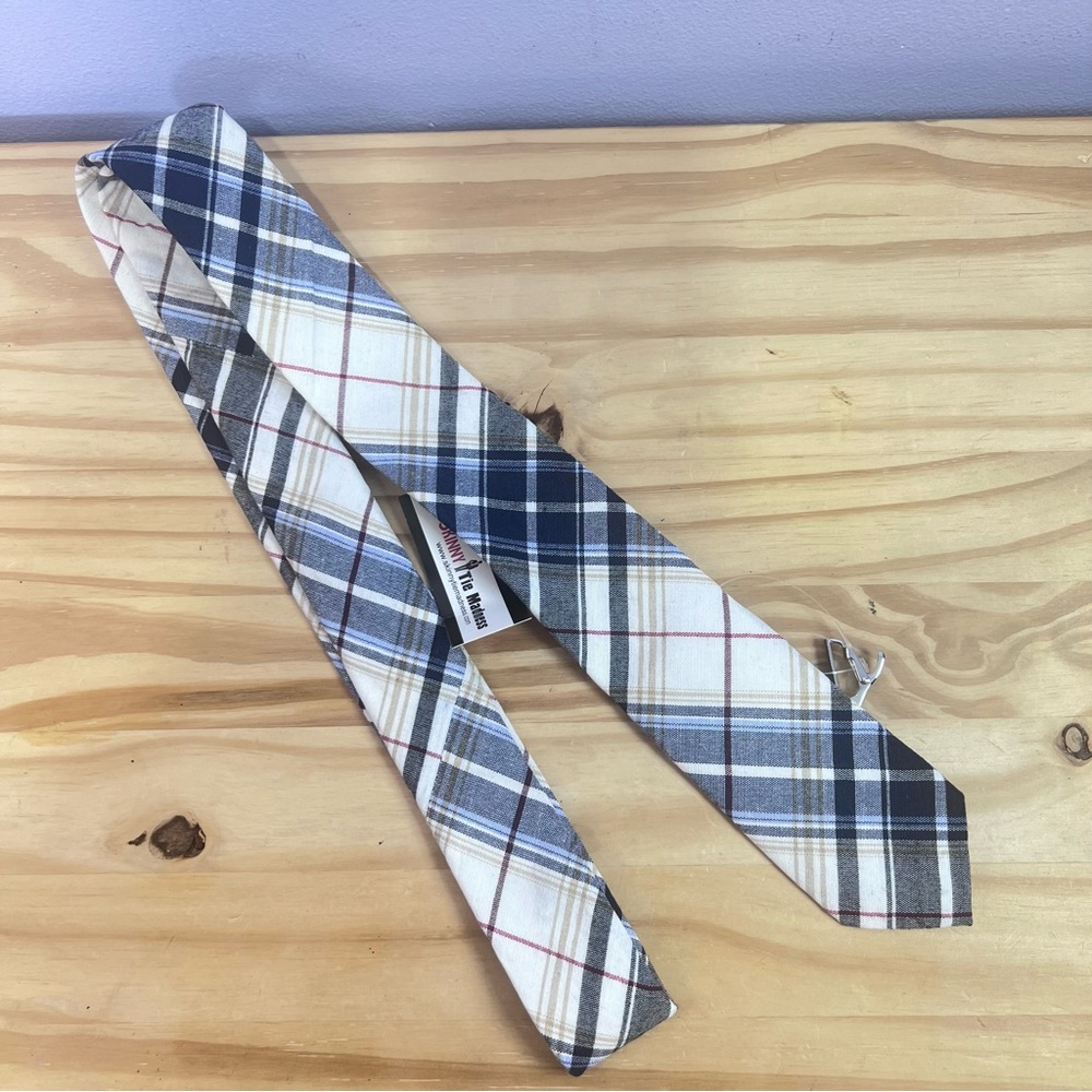 *2/$20* Skinny Tie Madness "Stroodle Mood" Plaid Cotton Tie NWT